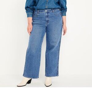 Old navy high waisted wide leg braided jeans